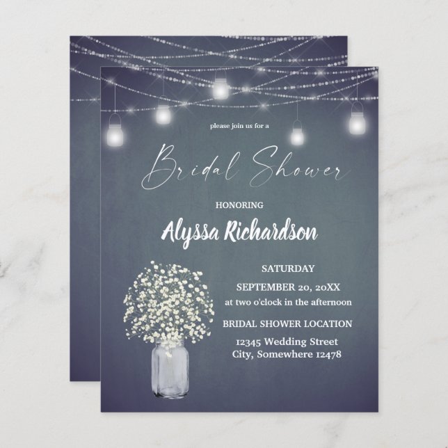 Budget Babys Breath Chalk BG Lights Bridal Shower (Front/Back)