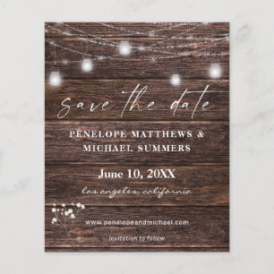Budget Baby's Breath Rustic Photo Save the Date Flyer