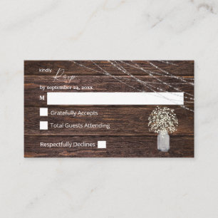 Budget Baby's Breath, Wood Floral 2SM No Meal RSVP Enclosure Card