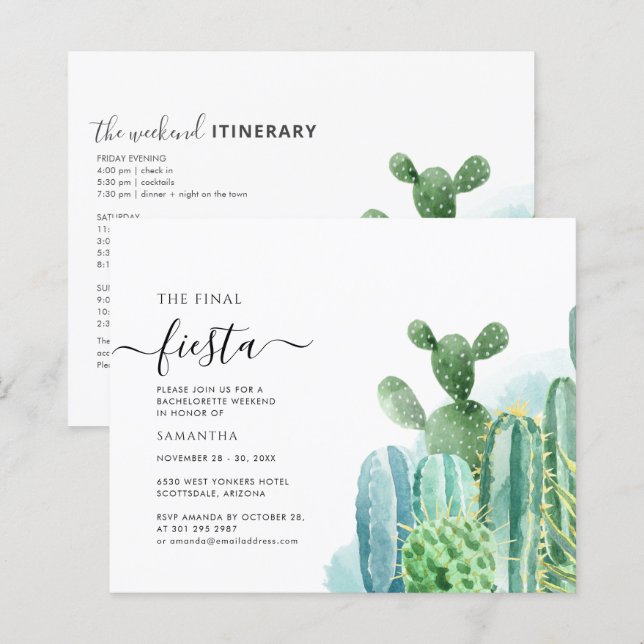 Budget Bachelorette Weekend Party Itinerary Invite (Front/Back)