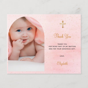 Budget baptism arch photo blush gold thank you