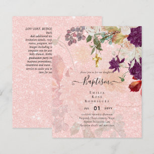 BUDGET BAPTISM Autumn Fall Floral Christening Inv.