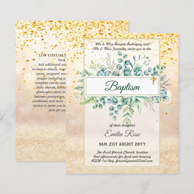 Budget BAPTISM Baptiser la verdure Feuilles Invita (Devant / Derrière)