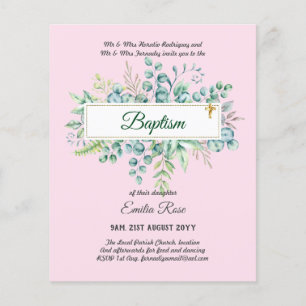 BUDGET Baptism Bautizo Bautismo GREENERY Invites Flyer