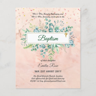 BUDGET Baptism Bautizo Bautismo GREENERY Invites Flyer