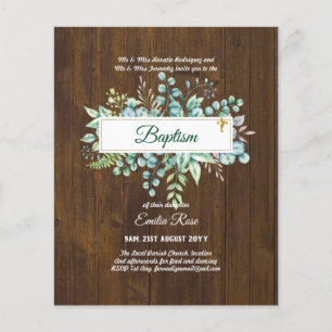 BUDGET Baptism Bautizo Bautismo GREENERY Invites Flyer