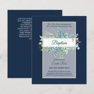 Budget BAPTISM Christening Greenery Leaves Invites