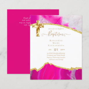 BUDGET BAPTISM CHRISTENING Invitation AGATE GOLD
