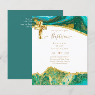 BUDGET BAPTISM CHRISTENING Invitation AGATE GOLD