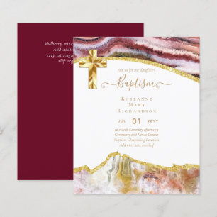 BUDGET BAPTISM CHRISTENING Invitation AGATE GOLD