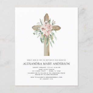 Budget Baptism Dusty Pink Rose Greenery Eucalyptus Flyer