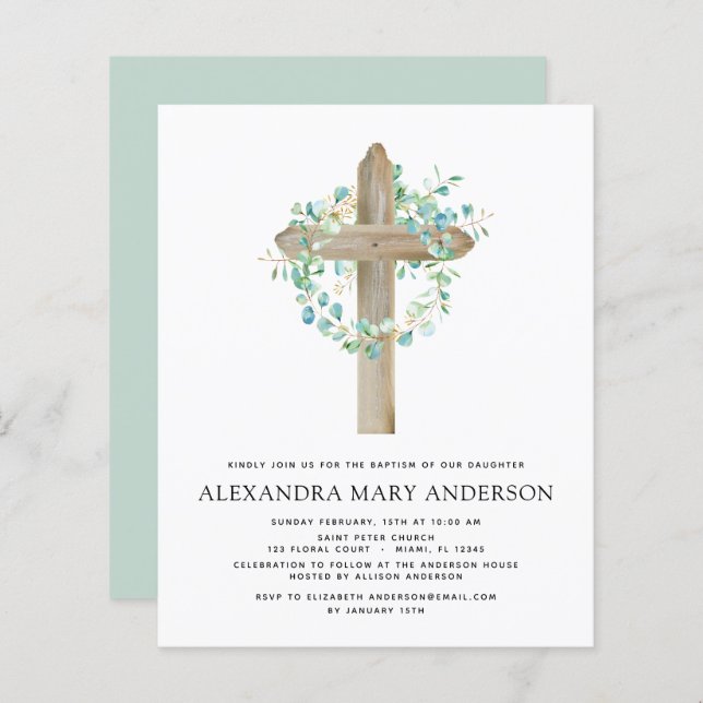 Budget Baptism Greenery Sage Eucalyptus (Front/Back)