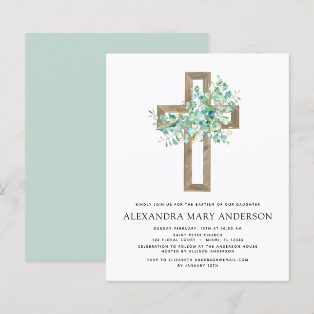 Budget Baptism Greenery Sage Eucalyptus (Front/Back)