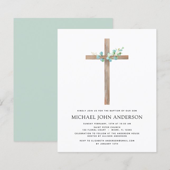 Budget Baptism Greenery Sage Eucalyptus (Front/Back)