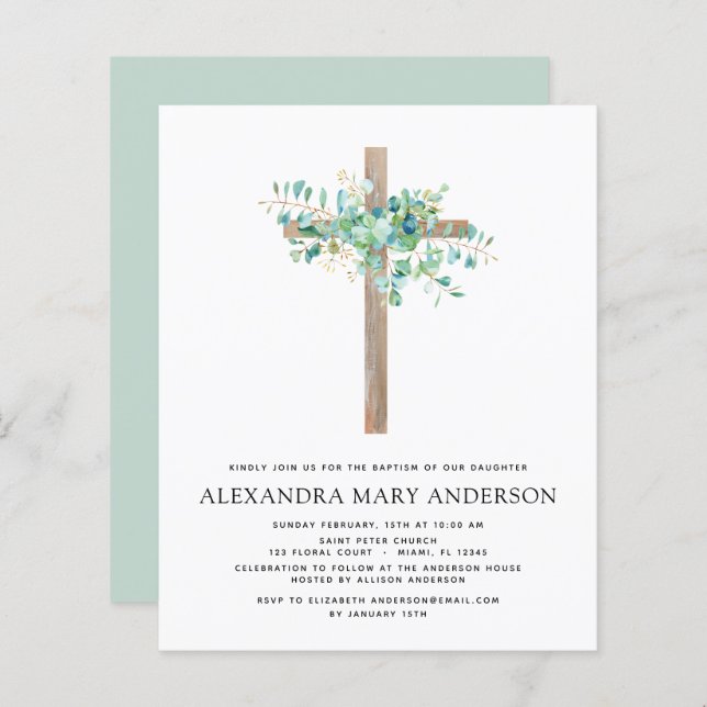 Budget Baptism Greenery Sage Eucalyptus (Front/Back)