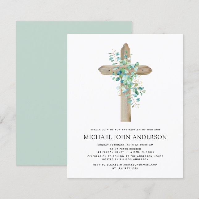 Budget Baptism Greenery Sage Eucalyptus (Front/Back)