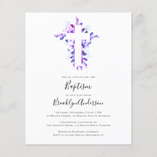 BUDGET Baptism Invitation   Eucalyptus Cross