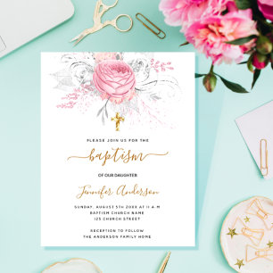 Budget Baptism pink florals girl elegant