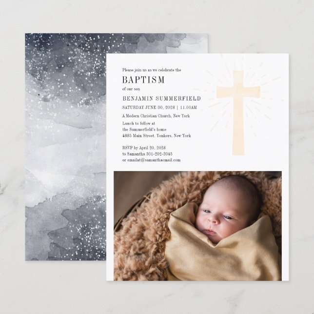 Budget Baptism Religious Event Elegant Baby Photo (Front/Back)