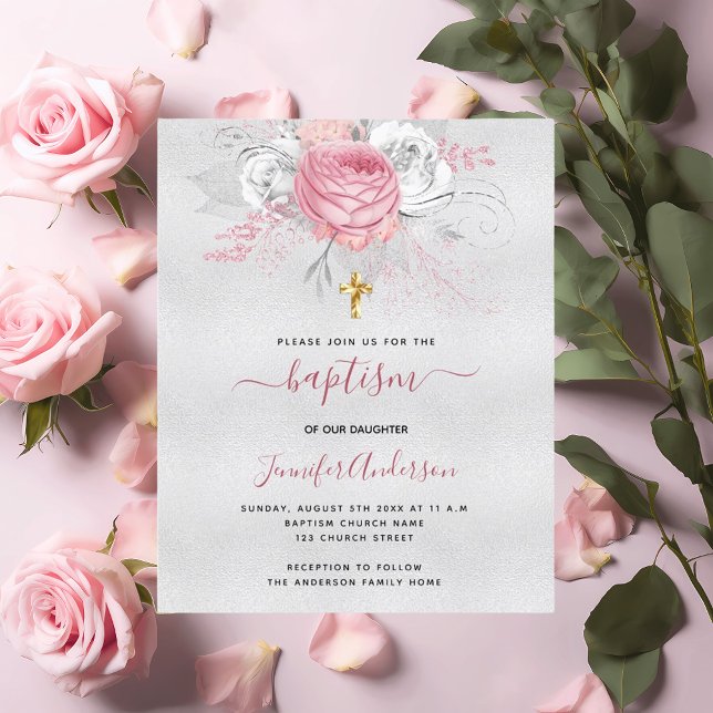 Budget Baptism silver pink florals girl (Creator Uploaded)