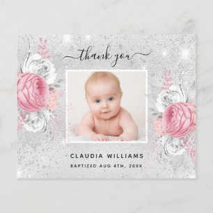 Budget Baptism silver pink photo girl thank you