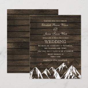 Budget Barn wood Mountains Wedding Invitation