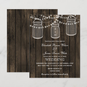 Budget Barnwood Mason Jars Wedding Invitations