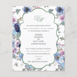 Budget Basil Green and Spun Sugar Blue Invitation