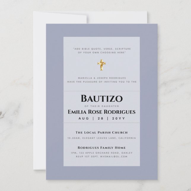 BUDGET BAUTIZO Bautismo BAPTISM Christening INVITE (Front)