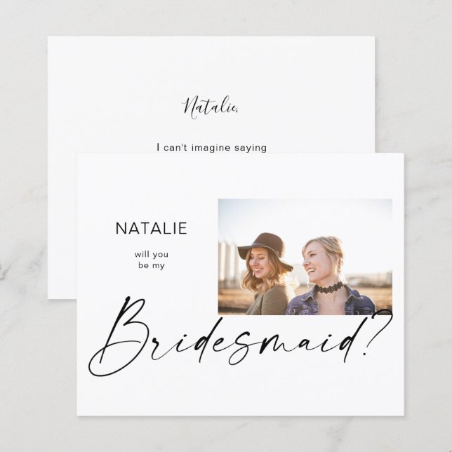 Budget Be My Bridesmaid Small Photo Proposal (Front/Back)