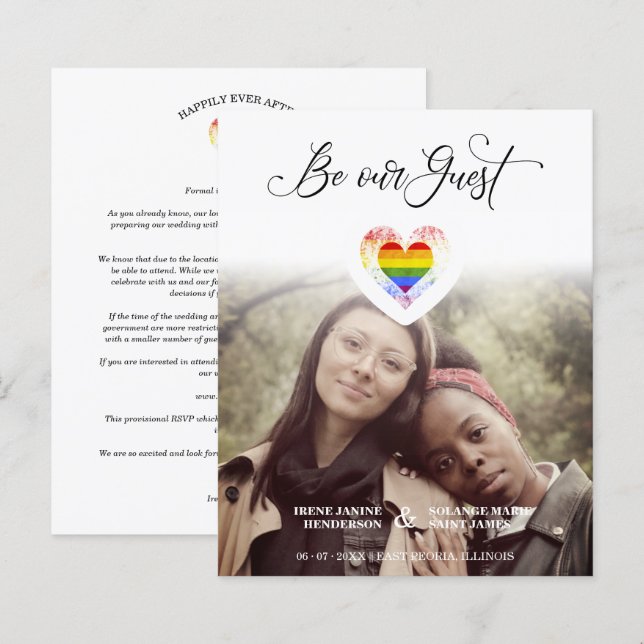 Budget Be our Guest Quote Pride Rainbow Heart LGBT (Front/Back)