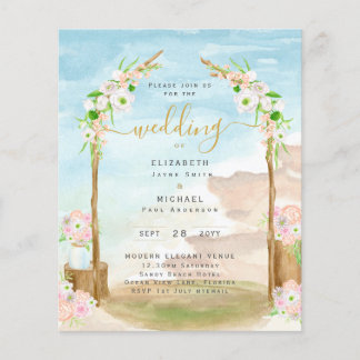 BUDGET Beach Coastal Wedding Invitation Flyer