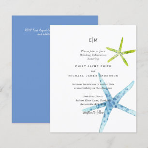 Budget Beach Life Blue Lime Wedding Invitations