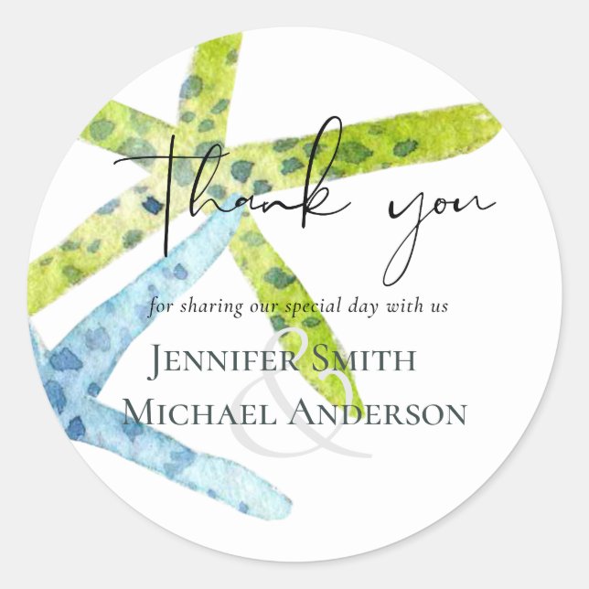 BUDGET BEACH Sea Ocean Life Wedding\ Classic Round Sticker (Front)