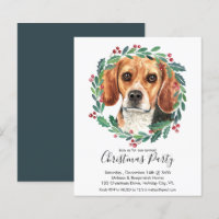 Budget Beagle Dog Christmas Party Invitation