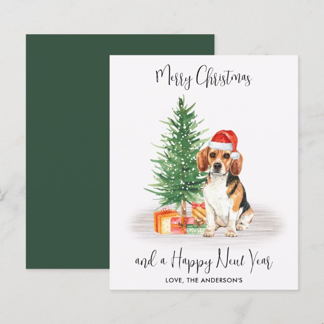 Budget Beagle Dog Santa Festive Merry Christmas (Front/Back)