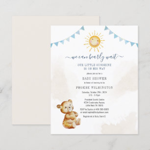 Budget Bear  Sunshine Boys Baby Shower Invitation