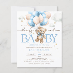 Budget Bear We Can Bearly Wait Baby Shower Invite