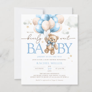 Budget Bear We Can Bearly Wait Baby Shower Invite