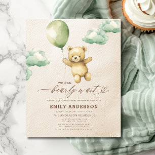Budget Bearly Wait Green Neutral Baby Shower Flyer
