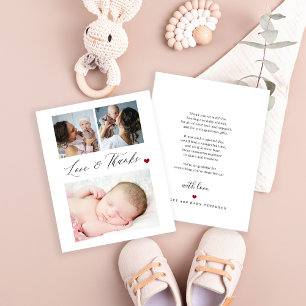Budget bébé 3 photo collage carte de remerciements