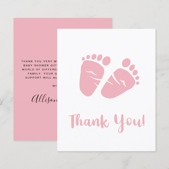 Budget Bébé fille pieds rose douche Carte de remer (Devant / Derrière)
