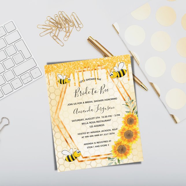BUDGET Bee Bridal shower gold glitter sunflowers (Creator Uploaded)