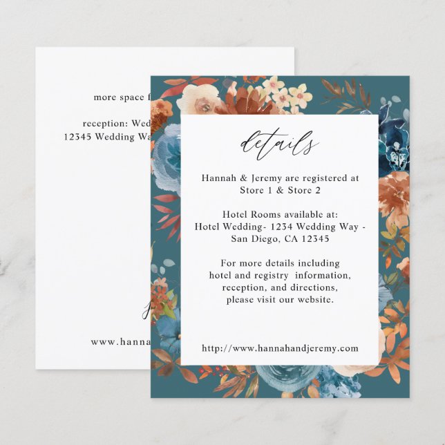 Budget Beige & Dusty Blue Floral Details - Teal (Front/Back)
