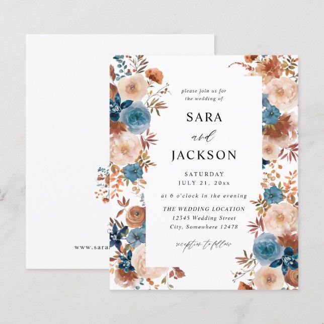 Budget Beige & Dusty Blue Floral Wedding (Front/Back)
