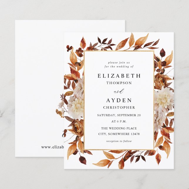Budget Beige Fall Floral 2 Wedding (Front/Back)