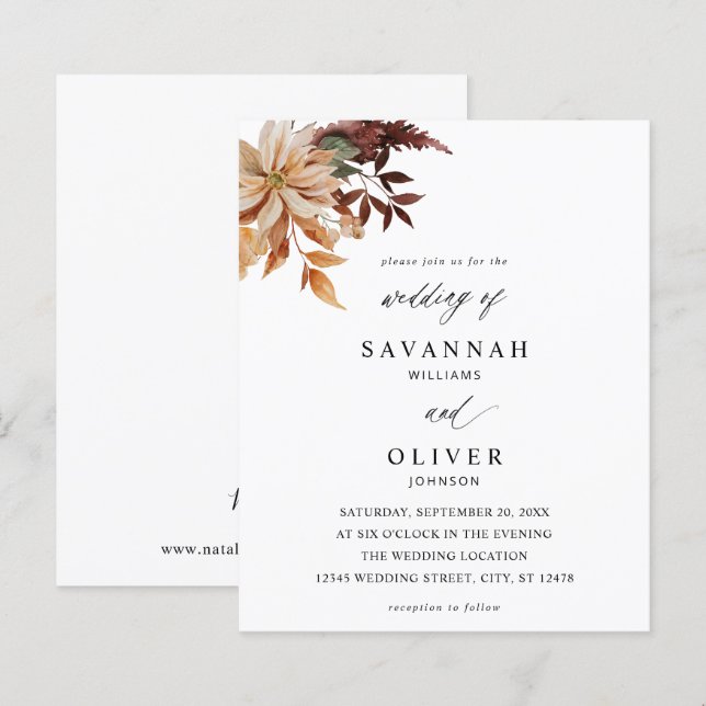 Budget Beige Fall Floral Wedding (Front/Back)