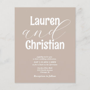 Budget Beige Scripture Wedding Invitation