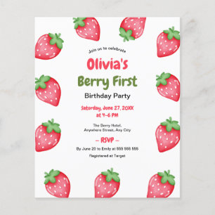 Budget Berry First Birthday 1st Birthday Invite  Flyer