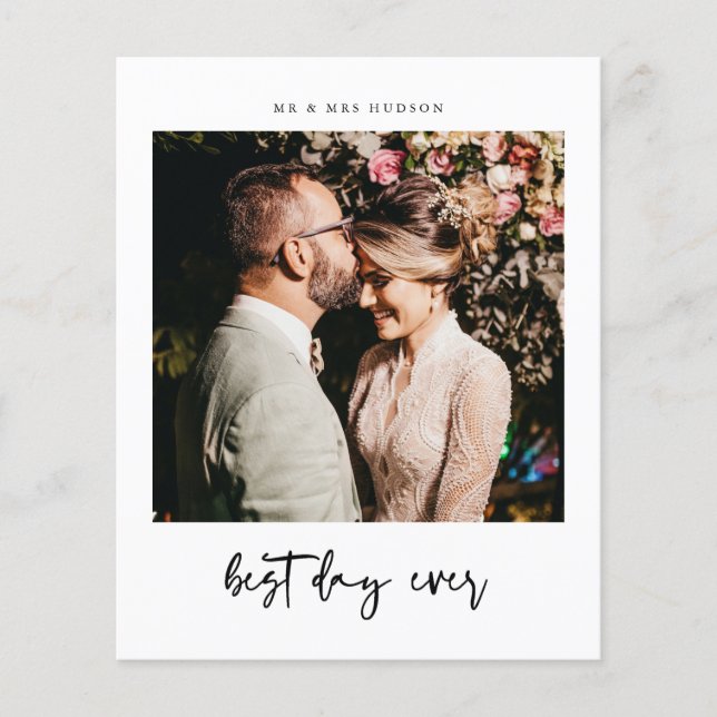 Budget Best Day Ever Photo Thank You Card (Front)